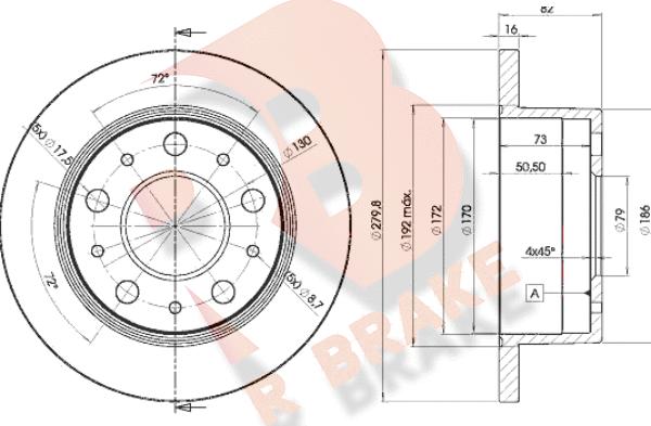 R Brake 78RBD14696 - Bremžu diski adetalas.lv