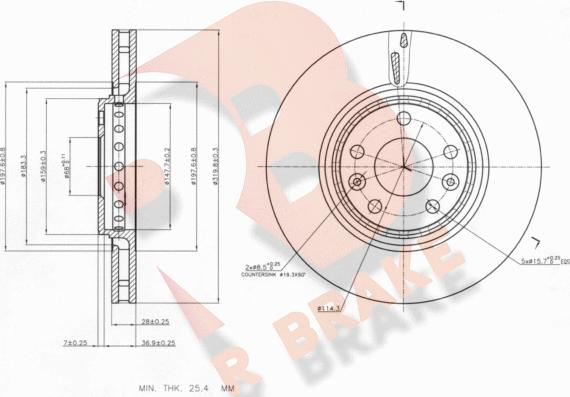 R Brake 78RBD14162 - Bremžu diski adetalas.lv