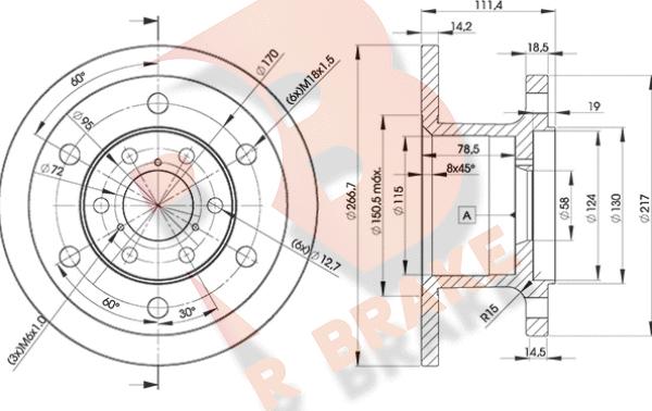 R Brake 78RBD13907 - Bremžu diski adetalas.lv