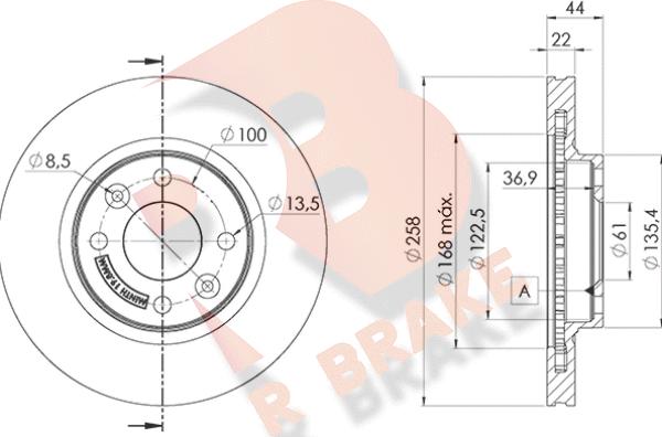 R Brake 78RBD13108 - Bremžu diski adetalas.lv