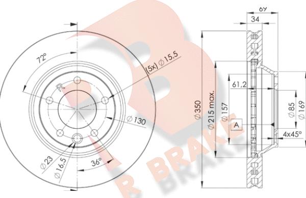 R Brake 78RBD13324 - Bremžu diski adetalas.lv