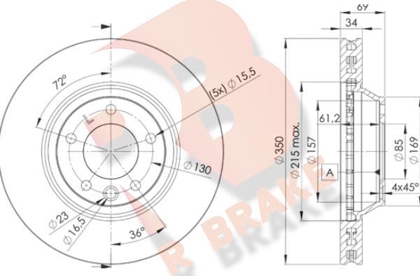 R Brake 78RBD13323 - Bremžu diski adetalas.lv