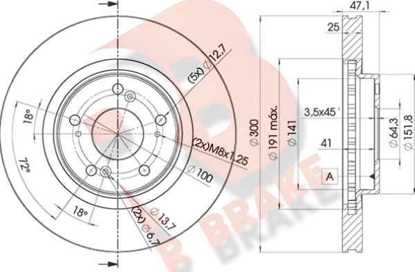 R Brake 78RBD12912 - Bremžu diski adetalas.lv