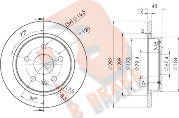 R Brake 78RBD24117 - Bremžu diski adetalas.lv