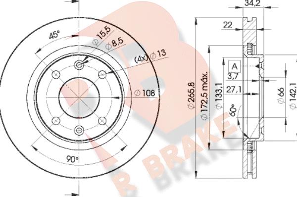 R Brake 78RBD24750 - Bremžu diski adetalas.lv