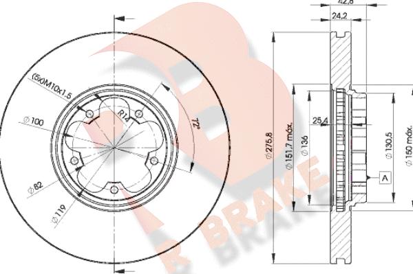 R Brake 78RBD25612 - Bremžu diski adetalas.lv