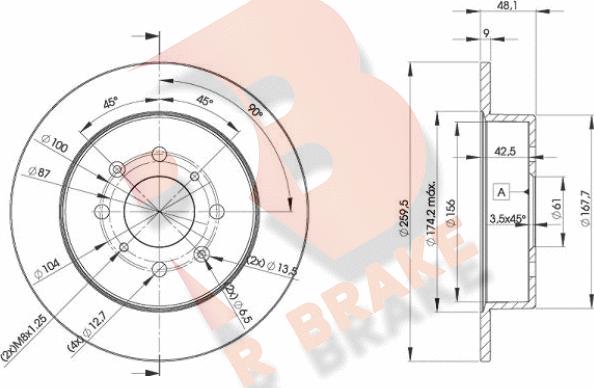 R Brake 78RBD25105 - Bremžu diski adetalas.lv