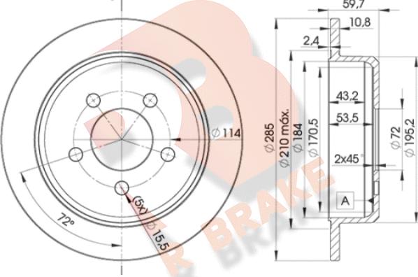 R Brake 78RBD25116 - Bremžu diski adetalas.lv