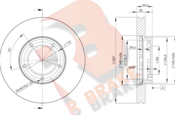 R Brake 78RBD25180 - Bremžu diski adetalas.lv