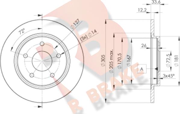 R Brake 78RBD25173 - Bremžu diski adetalas.lv