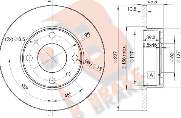 R Brake 78RBD25812 - Bremžu diski adetalas.lv