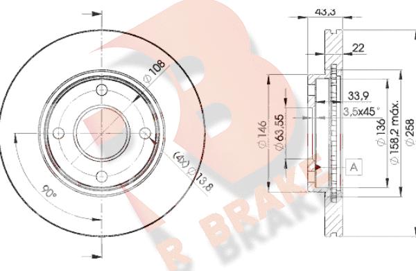 R Brake 78RBD25344 - Bremžu diski adetalas.lv