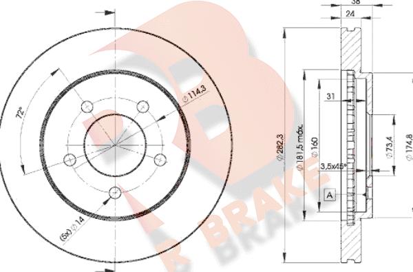 R Brake 78RBD25347 - Bremžu diski adetalas.lv