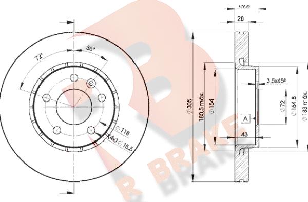 R Brake 78RBD26845 - Bremžu diski adetalas.lv