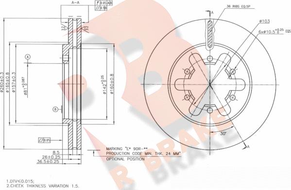 R Brake 78RBD26744 - Bremžu diski adetalas.lv