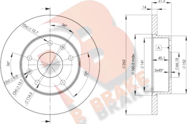 R Brake 78RBD20903 - Bremžu diski adetalas.lv