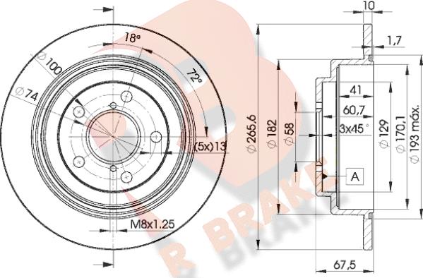 R Brake 78RBD20034 - Bremžu diski adetalas.lv