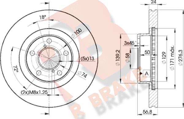 R Brake 78RBD20033 - Bremžu diski adetalas.lv