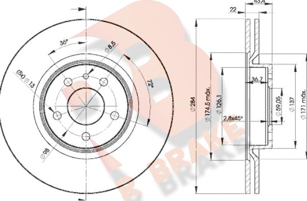 R Brake 78RBD21548 - Bremžu diski adetalas.lv