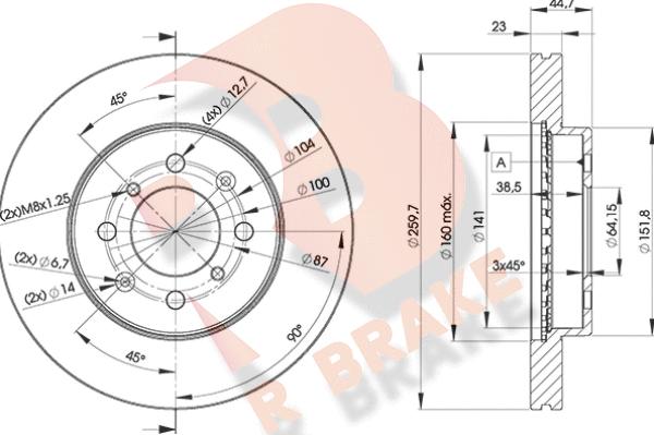 R Brake 78RBD21704 - Bremžu diski adetalas.lv