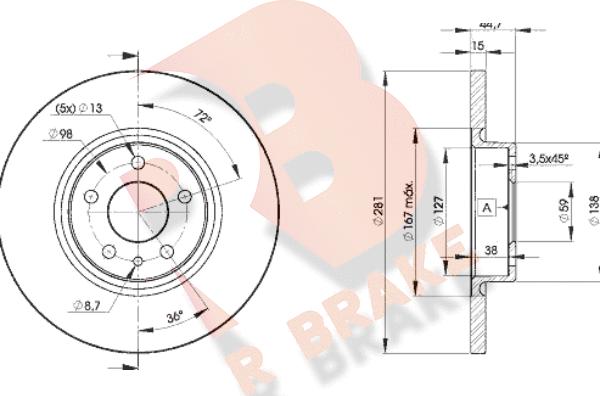 R Brake 78RBD28567 - Bremžu diski adetalas.lv