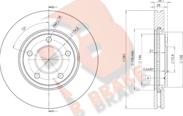 R Brake 78RBD23002 - Bremžu diski adetalas.lv