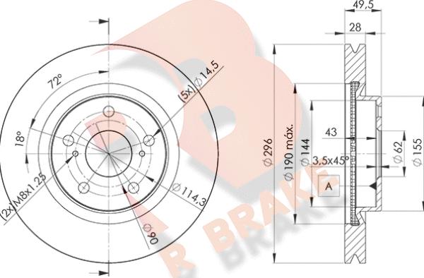 R Brake 78RBD23107 - Bremžu diski adetalas.lv