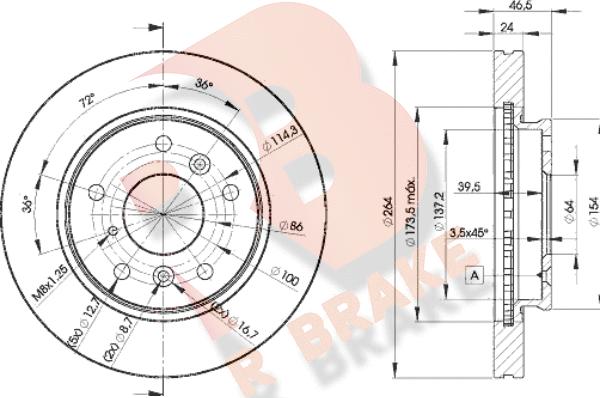 R Brake 78RBD23260 - Bremžu diski adetalas.lv