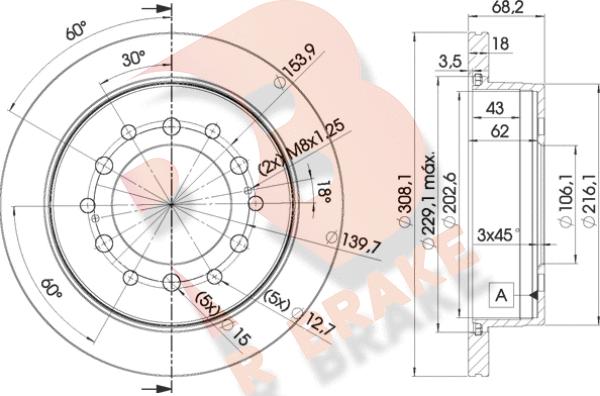 R Brake 78RBD22919 - Bremžu diski adetalas.lv