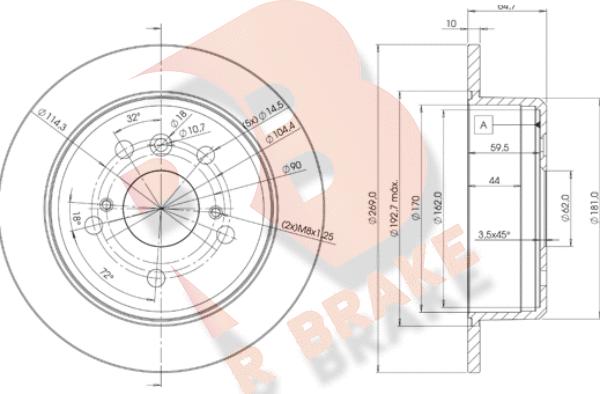 R Brake 78RBD22443 - Bremžu diski adetalas.lv