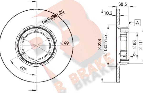 R Brake 78RBD22500 - Bremžu diski adetalas.lv