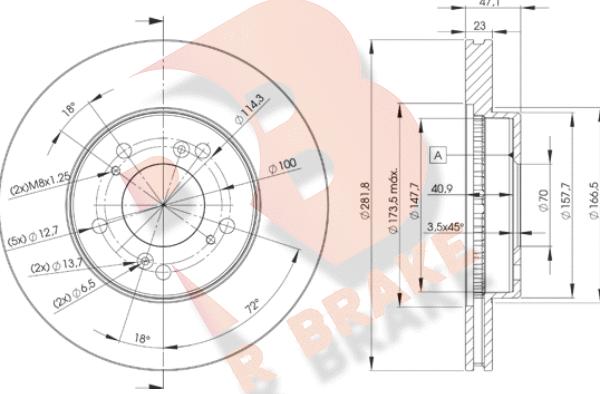 R Brake 78RBD22586 - Bremžu diski adetalas.lv