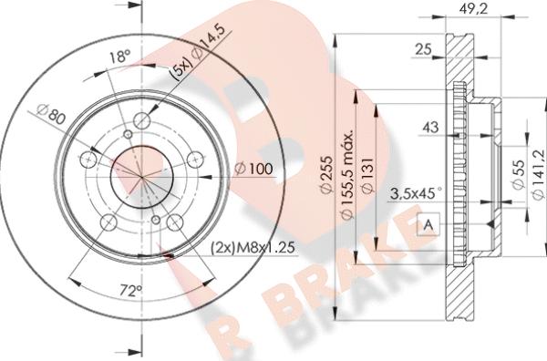 R Brake 78RBD22047 - Bremžu diski adetalas.lv