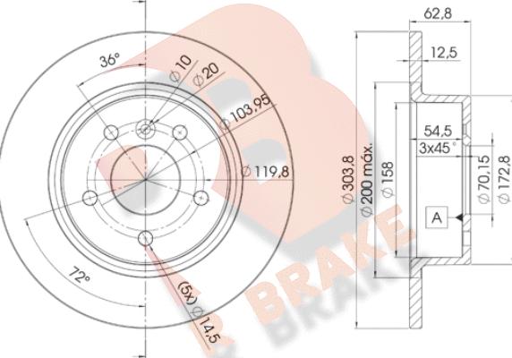 R Brake 78RBD22004 - Bremžu diski adetalas.lv