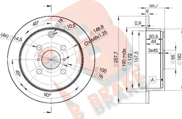 R Brake 78RBD22251 - Bremžu diski adetalas.lv