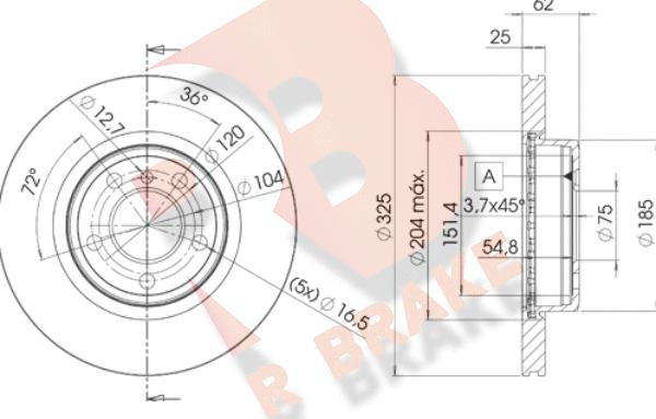 R Brake 78RBD22217 - Bremžu diski adetalas.lv