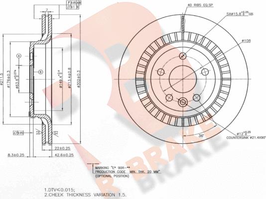 R Brake 78RBD27305 - Bremžu diski adetalas.lv