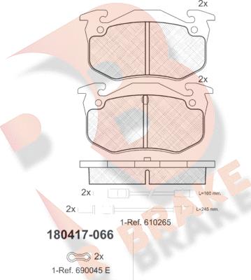 R Brake RB0417 - Bremžu uzliku kompl., Disku bremzes adetalas.lv