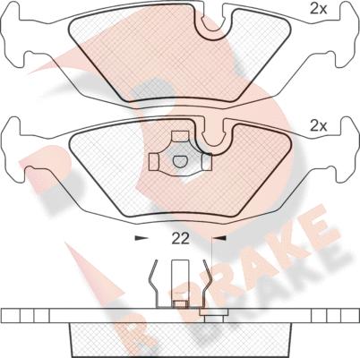 R Brake RB0422 - Bremžu uzliku kompl., Disku bremzes adetalas.lv