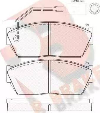 R Brake RB0536 - Bremžu uzliku kompl., Disku bremzes adetalas.lv