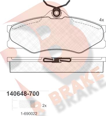 R Brake RB0648-700 - Bremžu uzliku kompl., Disku bremzes adetalas.lv