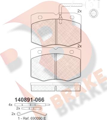 R Brake RB0891 - Bremžu uzliku kompl., Disku bremzes adetalas.lv