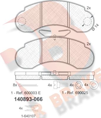 R Brake RB0893 - Bremžu uzliku kompl., Disku bremzes adetalas.lv