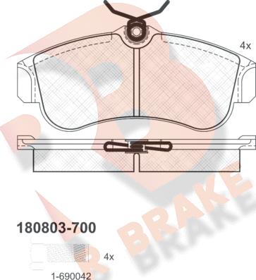 R Brake RB0803-700 - Bremžu uzliku kompl., Disku bremzes adetalas.lv