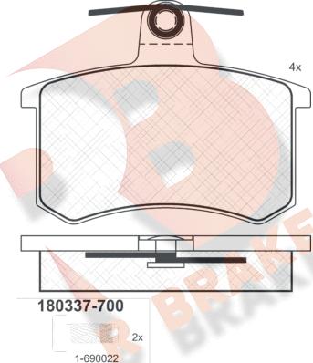 R Brake RB0337-700 - Bremžu uzliku kompl., Disku bremzes adetalas.lv