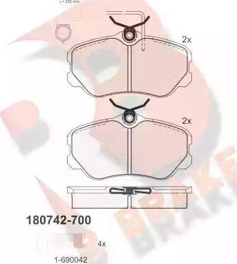 R Brake RB0742-700 - Bremžu uzliku kompl., Disku bremzes adetalas.lv