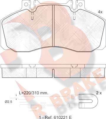 R Brake RB0722 - Bremžu uzliku kompl., Disku bremzes adetalas.lv