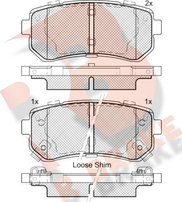 R Brake RB1955 - Bremžu uzliku kompl., Disku bremzes adetalas.lv