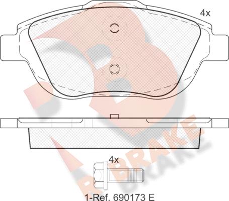 R Brake RB1925 - Bremžu uzliku kompl., Disku bremzes adetalas.lv