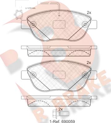 R Brake RB1440-203 - Bremžu uzliku kompl., Disku bremzes adetalas.lv